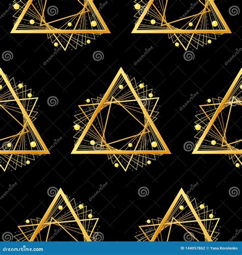 Golden Triangle On Black Background Vector Illustration Stock Vector