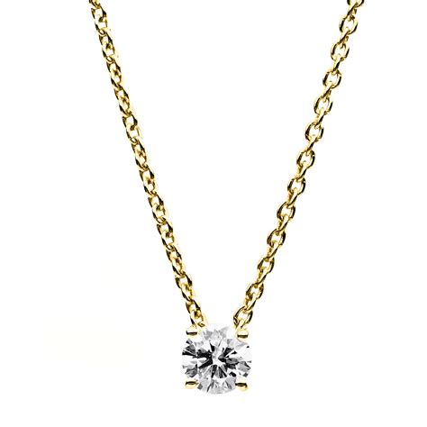 Brillant Collier 750 Er Gelbgold 18 Kt Mit Einem Brillant 0 2 Ct TW Si