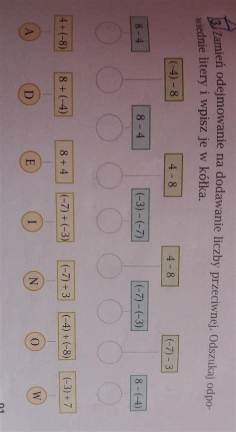 Zamie Odejmowanie Na Dodawanie Liczby Przeciwnej Odszukaj Odpo
