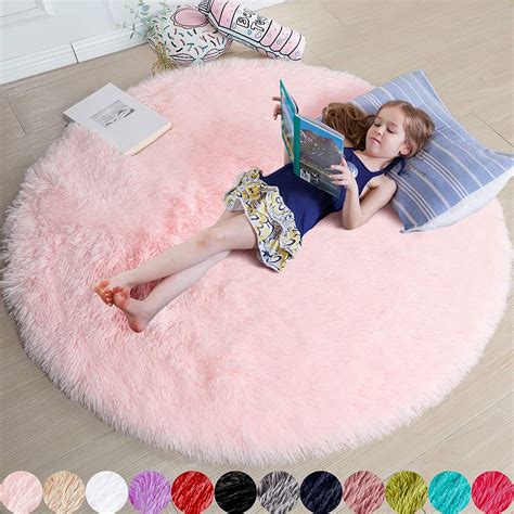 Round Rug For Girls Bedroomfluffy Circle Rug For Kids Etsy