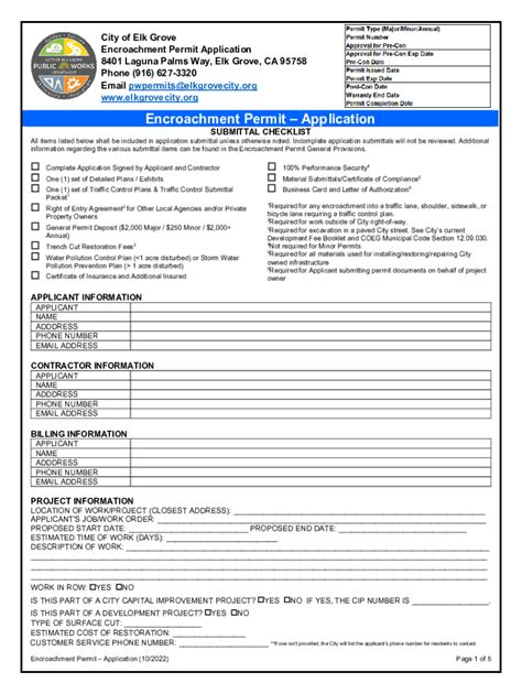 Fillable Online Updated Encroachment Permit Application Fax Email Print