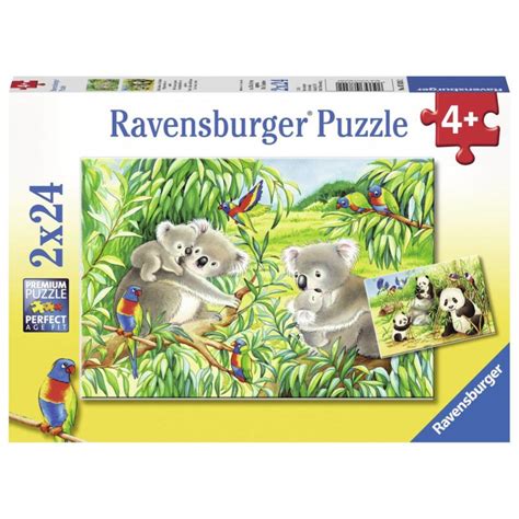 Ravensburger 2 Adet 24 Parçalı Puzzle Koala ve Panda Ailesi