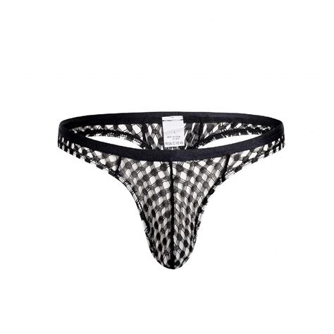 Mens Sexy Underwear Bulge Penis Pouch U Convex Thong G String T Back Bikini See Through Fishnet