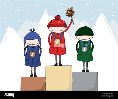 Gold, silver and bronze medal winners on the podium at the winter ...