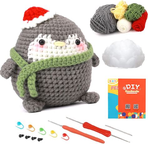 Kit De Crochet Pour D Butants Pingouin Mignon Kit De Crochet Animaux