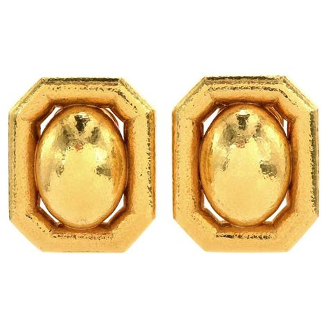 Chic Bombe Diamond Clip On 18 Karat Gold Dome Earrings For Sale At 1stdibs