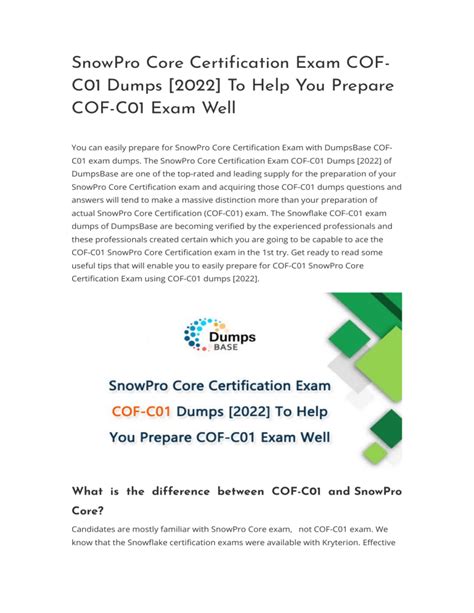 SnowPro Core Certification Exam COF C01 Dumps 2022