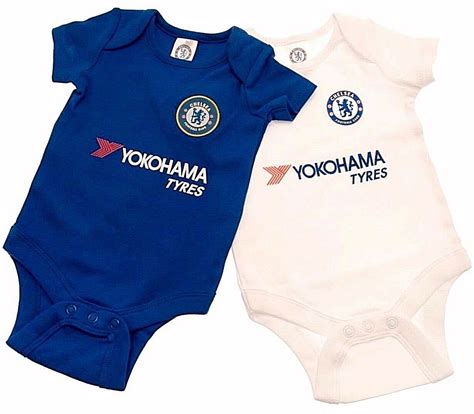 Chelsea Fc 2018 Babies Pram Body Suit Short Sleeve Baby Grow Vest X2