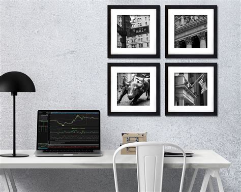wall street stock market wall decor set   art prints etsy