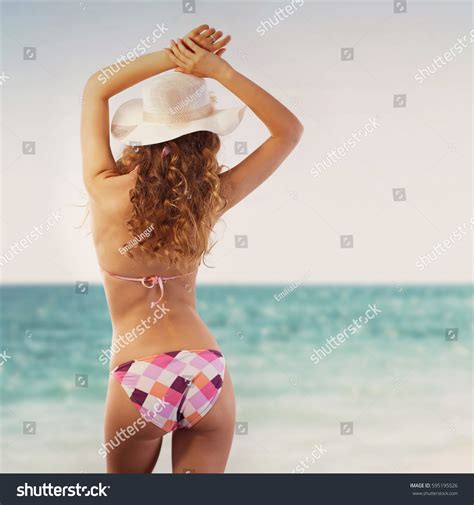 Sexy Woman Wearing Sun Hat Bikini Stock Photo 595195526 Shutterstock