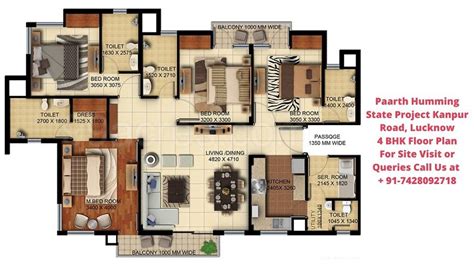 4 BHK Floor Plan | Floor plans, States project, House plans