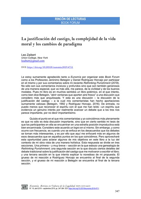 Pdf La Justificaci N Del Castigo La Complejidad De La Vida Moral Y