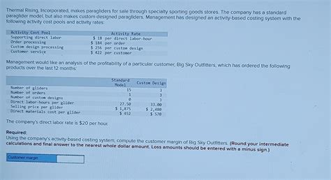 Solved Thermal Rising Incorporated Makes Paragliders For Chegg