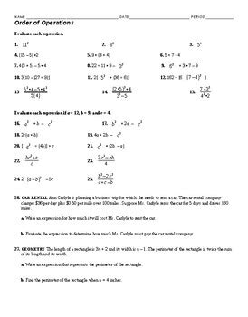 Algebra Chapter Expressions Equations Functions By Fun Math