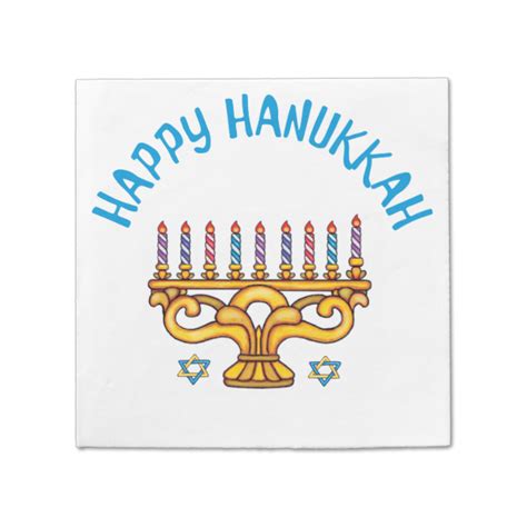 Happy Hanukkah With Rainbow Candles Standard Cocktail Napkin Happy Hanukkah Rainbow Candle