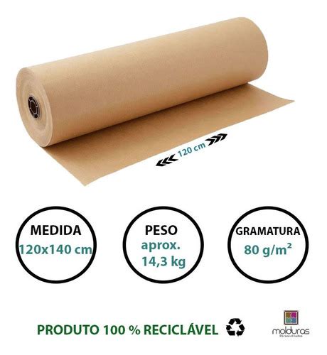 Bobina Papel Kraft Puro Cm X Mts G Para Embalagens