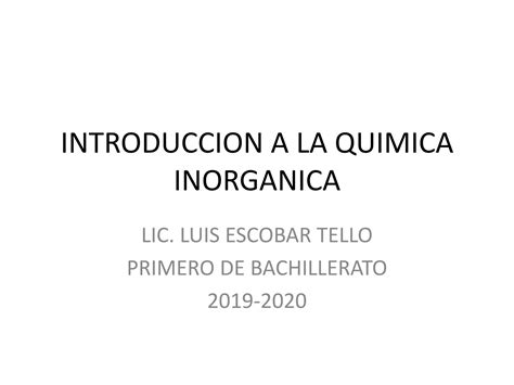 Introduccion A La Quimica Inorganica Ppt