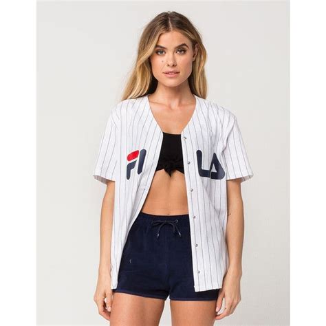 Fila Lacey Womens Baseball Jersey ($58) liked on Polyvore featuring tops, white v neck top ...