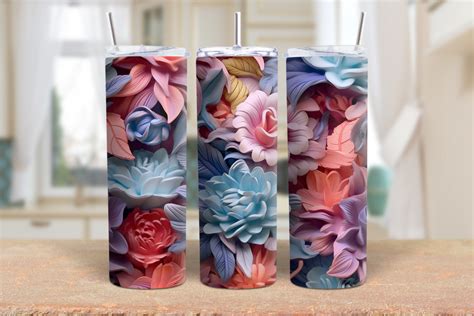 3d Flowers Sublimation Tumbler Wrap Graphic By Tota Designs · Creative