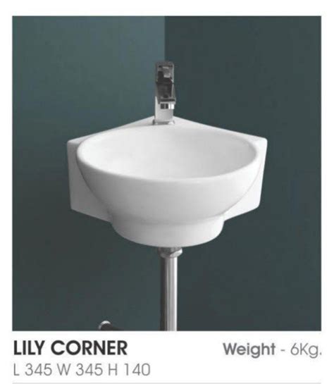 Lily Corner Ceramic Wash Basin White Wall Mounted At Rs 850 In Chennai