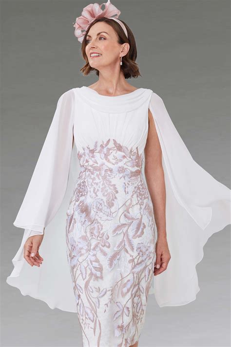 Short Fitted Dress With Chiffon Cape Catherines Of Partick