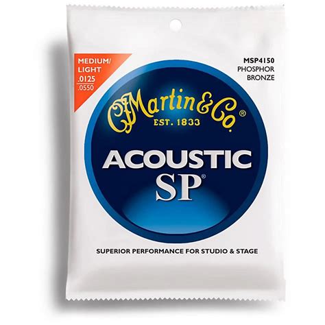 Martin MSP4150 SP Phosphor Light/Medium Acoustic Guitar Strings ...