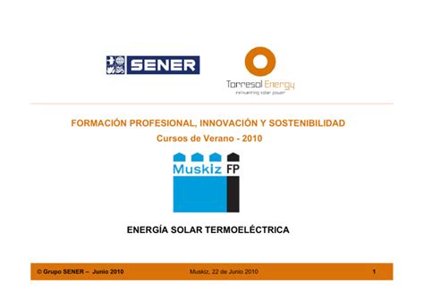 Energ A Solar Termoel Ctrica Centro Formaci N Somorrostro