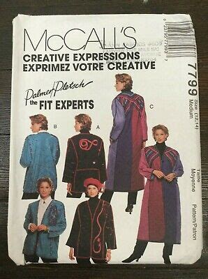 Mccalls Creative Expressions Coat Jacket Lined Unlined Vtg S Sz