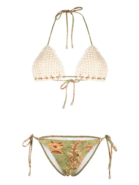 Zimmermann Junie Crochet Triangle Bikini In Green ModeSens