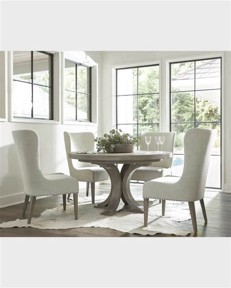 Bernhardt Axiom Round Glass Top Dining Table 60 Neiman Marcus