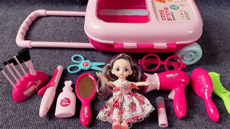 9 Minutes Satisfying With Unboxing Cute Pink Beauty Set Barbie Doll Make Up Toys Asmr Youtube