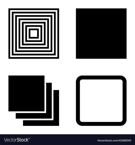 Square Flat Icon Set Isolated On White Background Vector Image