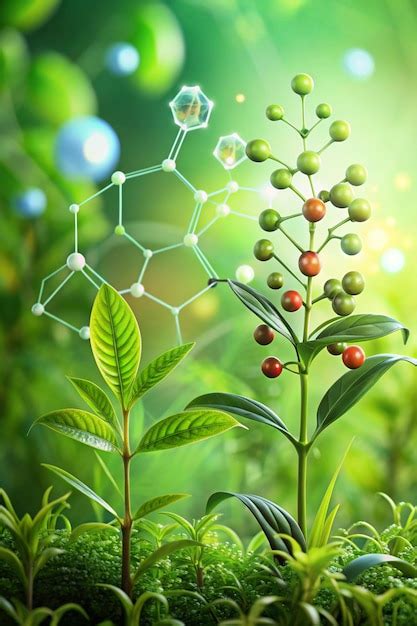 Biology Nature And Science Plants With Biochemistry Structure On Green