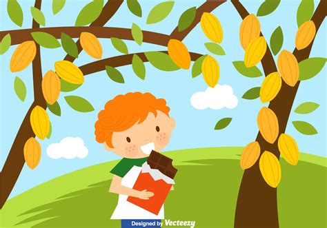 Free Kid Eating Chocolate Vector Illustration 123263 Vector Art At Vecteezy