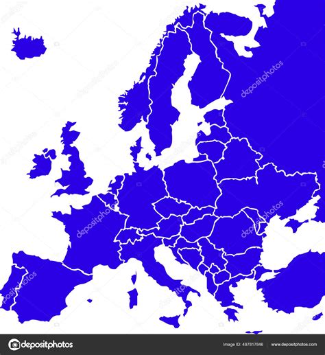 Blaue Karte Der Europäischen Staaten Landkarte Des Politischen Europas