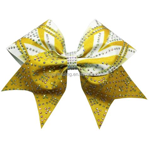 High Quality Custom Cheer Hair Bows Oem Design Custom Logo Rhinestone