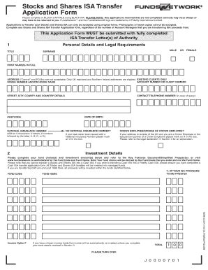 Fillable Online Stocks And Shares ISA Transfer Application Form Fax