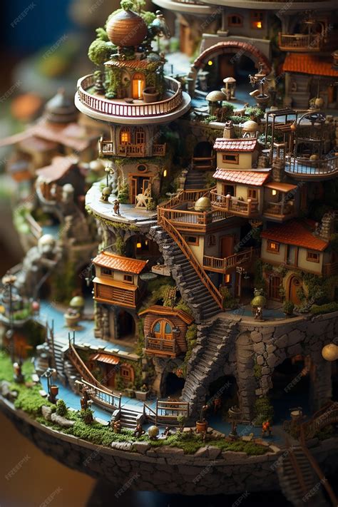 Premium AI Image | miniature fantasy world inside a nutshell