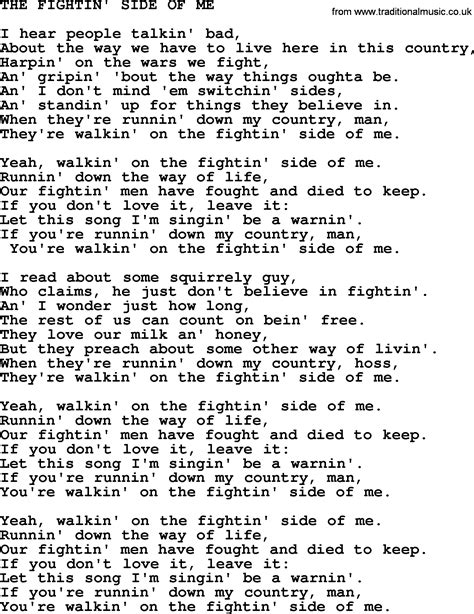 The Fightin Side Of Me By Merle Haggard Lyrics