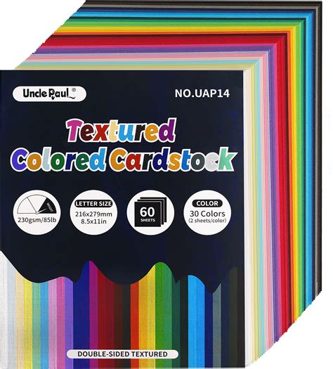 Amazon 60 Sheets Textured Colored Cardstock 8 5 X 11 0 Inch