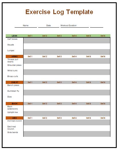 Exercise Log Template | Download in MS Word | Free Log Templates