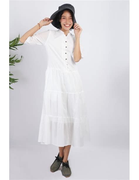 Vipa Cotton Midi Dress White