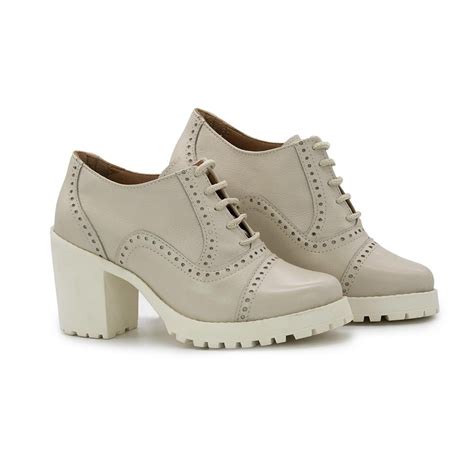 Sapato Oxford Couro Feminino Brogue Cadar O Salto Tratorado Marrom