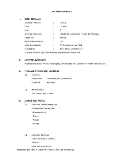 Informe Psicológico camila alessandra uDocz