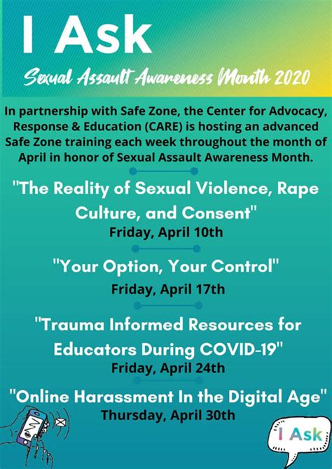 Safe Zone Advanced Trainings For Sexual Assault Awareness Month