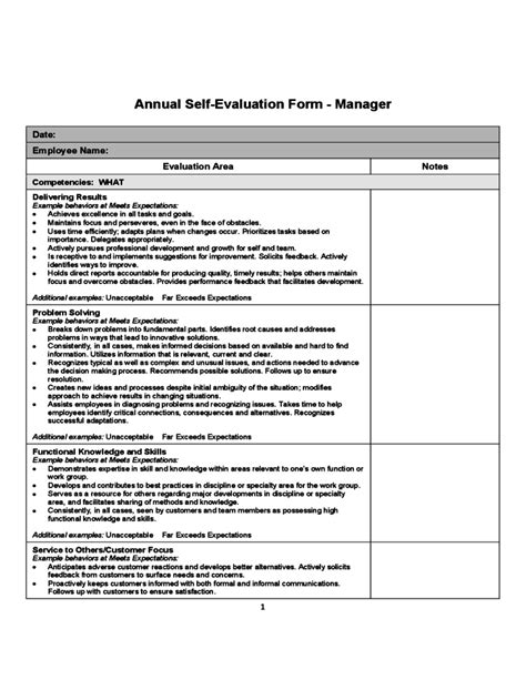 Annual Self Evaluation Form Evaluationform Net