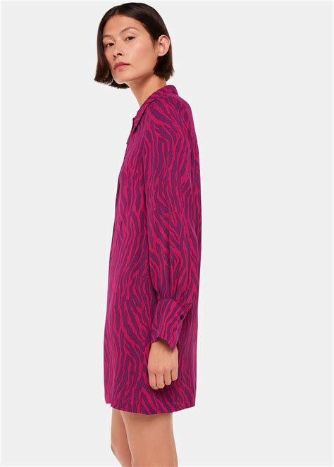 Purplemulti Zebra Stripe Collar Dress Whistles Whistles Uk