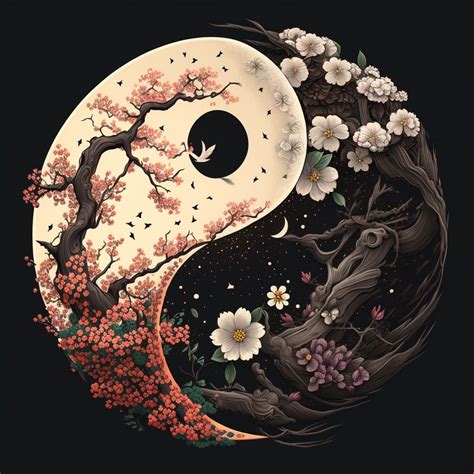 Spring Yin And Yang Fantasy Art Illustrations Yin Yang Art Canvas