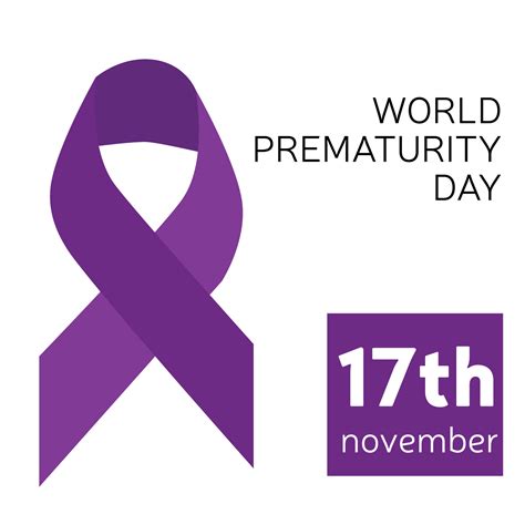 Banner Or Square Post With Purple Ribbon For World Prematurity Baby Day