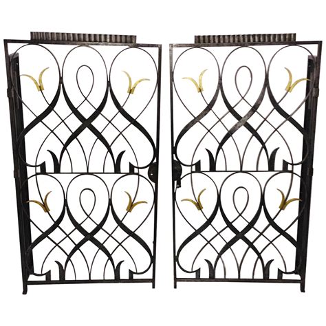 Pair Of French Art Deco Wrought Iron Gates Or Room Dividers For Sale At